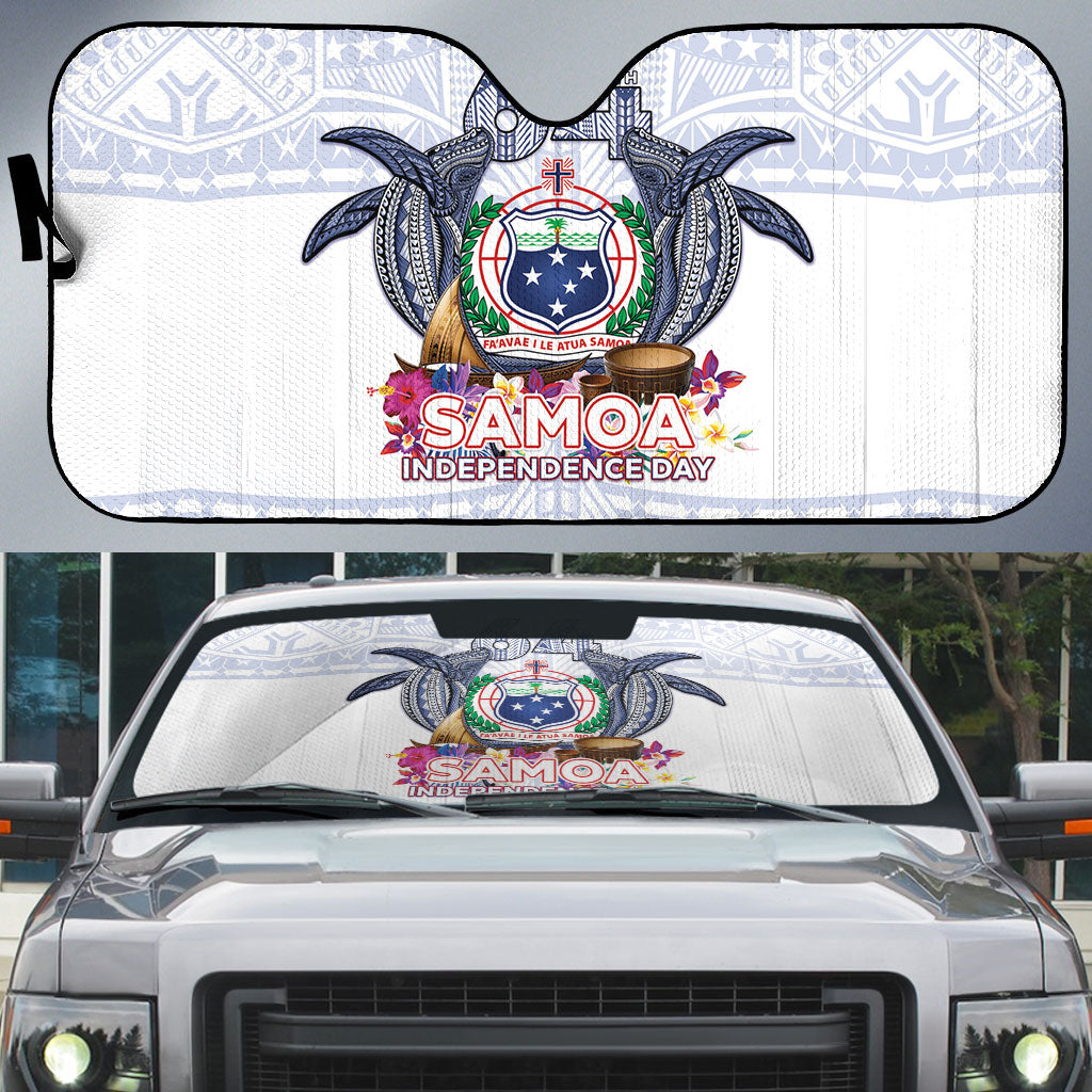 Samoa Independence Day Auto Sun Shade Samoa United For A New Beginning LT05 White - Polynesian Pride