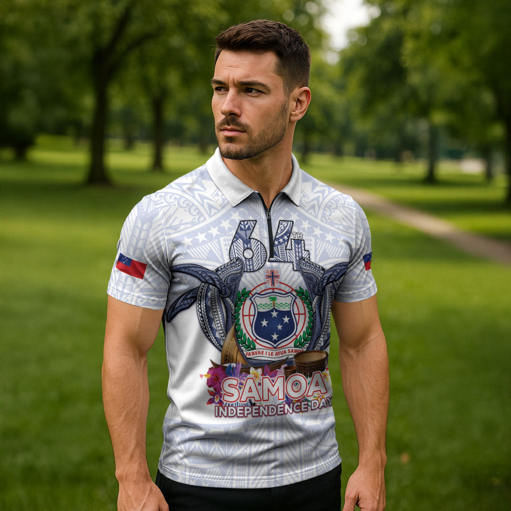 Samoa Independence Day Zipper Polo Shirt Samoa United For A New Beginning