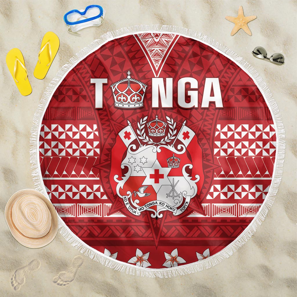 Tonga King Tupou VI Day Beach Blanket Traditional Tongan Kupesi Pattern