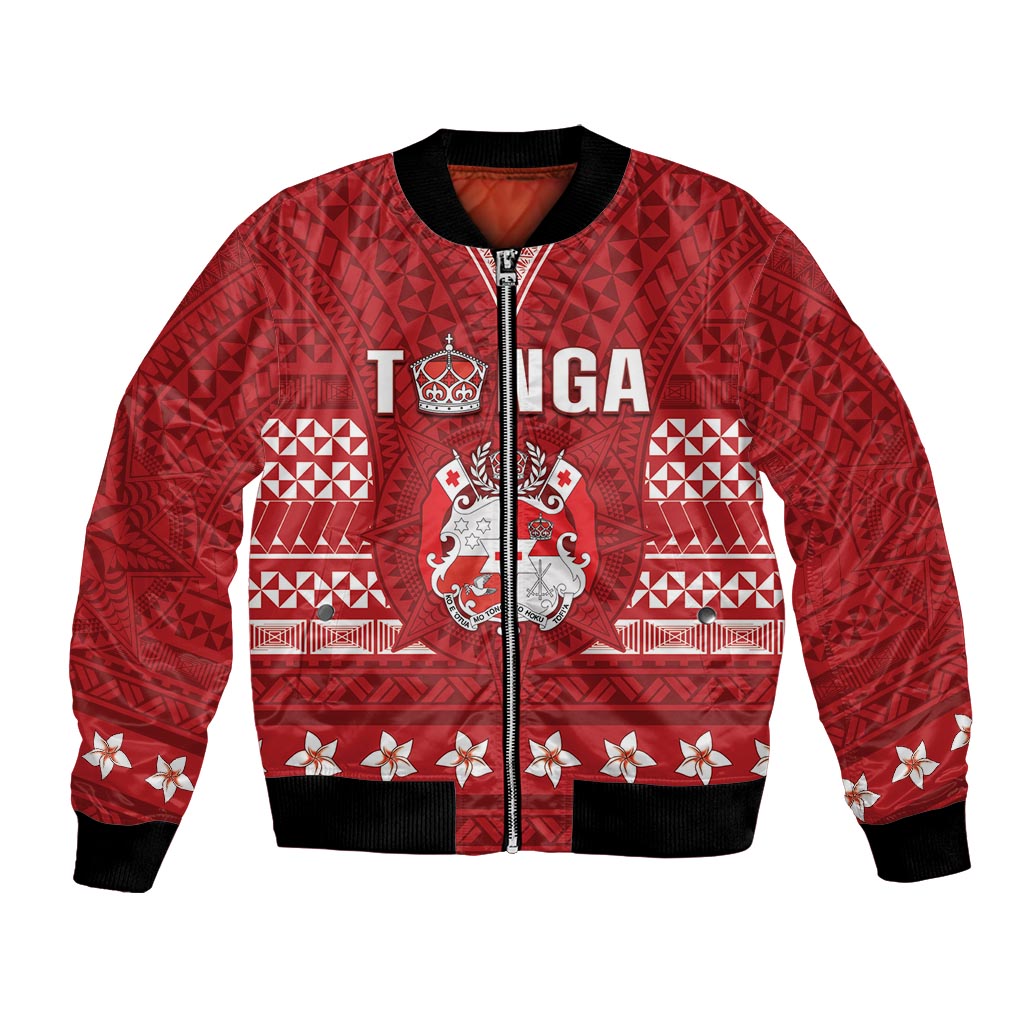 Tonga King Tupou VI Day Bomber Jacket Traditional Tongan Kupesi Pattern LT05 Unisex Red - Polynesian Pride