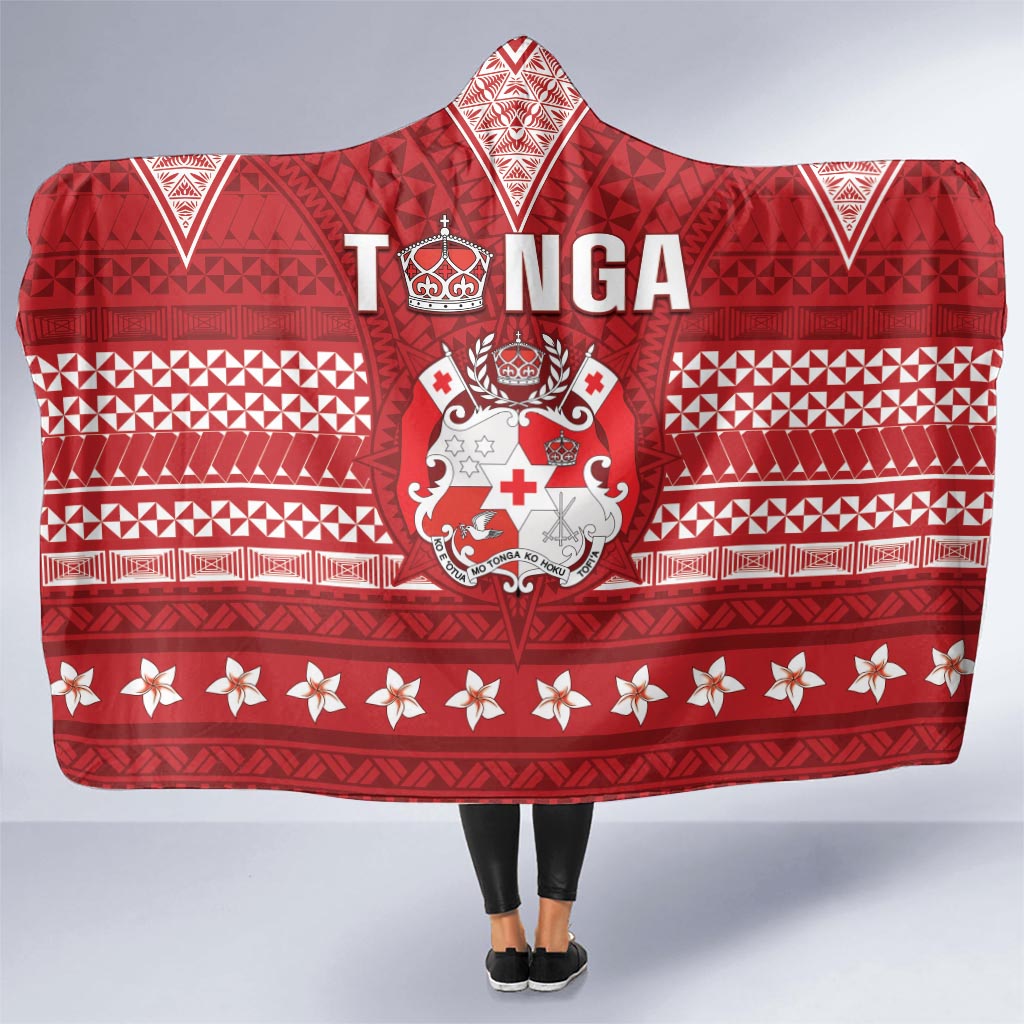 Tonga King Tupou VI Day Hooded Blanket Traditional Tongan Kupesi Pattern LT05 One Size Red - Polynesian Pride