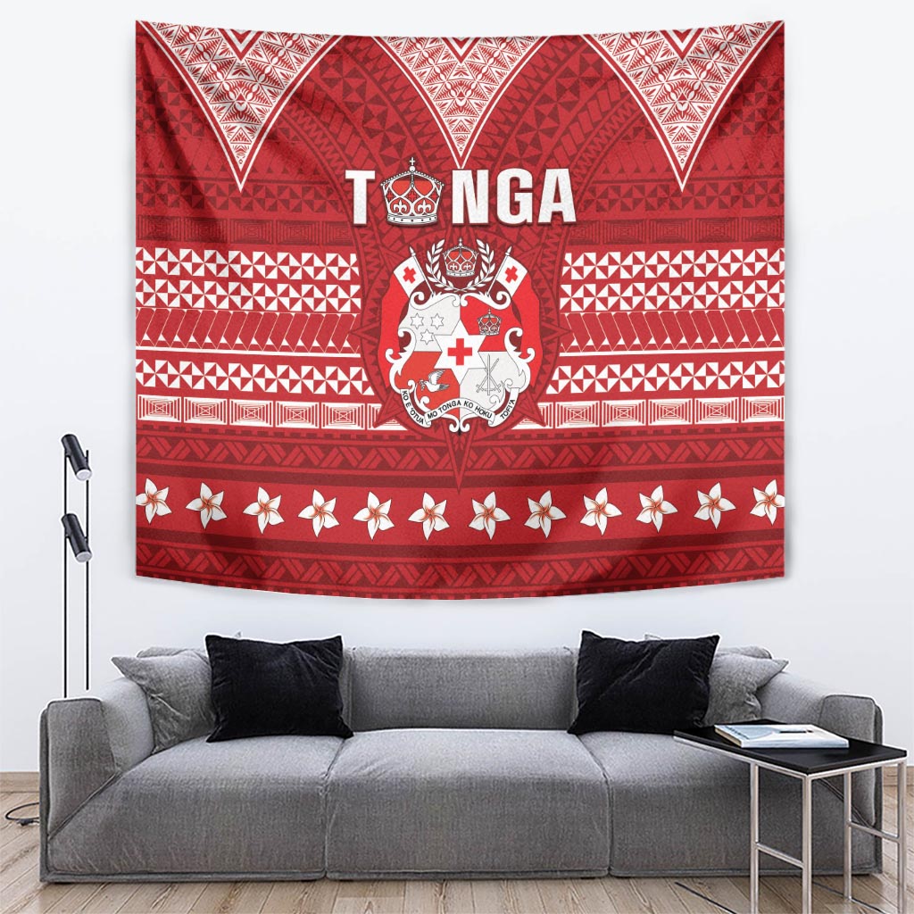 Tonga King Tupou VI Day Tapestry Traditional Tongan Kupesi Pattern LT05 Red - Polynesian Pride