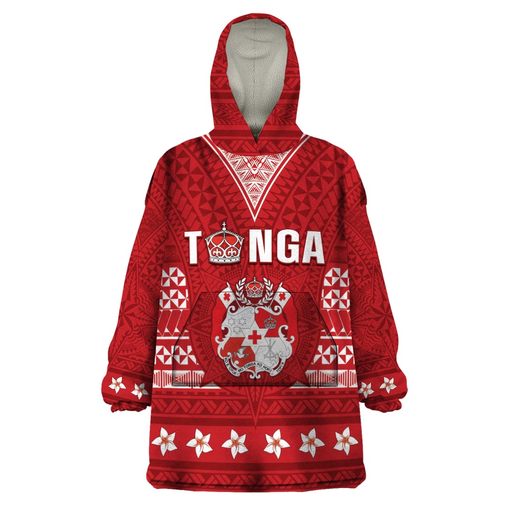 Tonga King Tupou VI Day Wearable Blanket Hoodie Traditional Tongan Kupesi Pattern LT05 One Size Red - Polynesian Pride