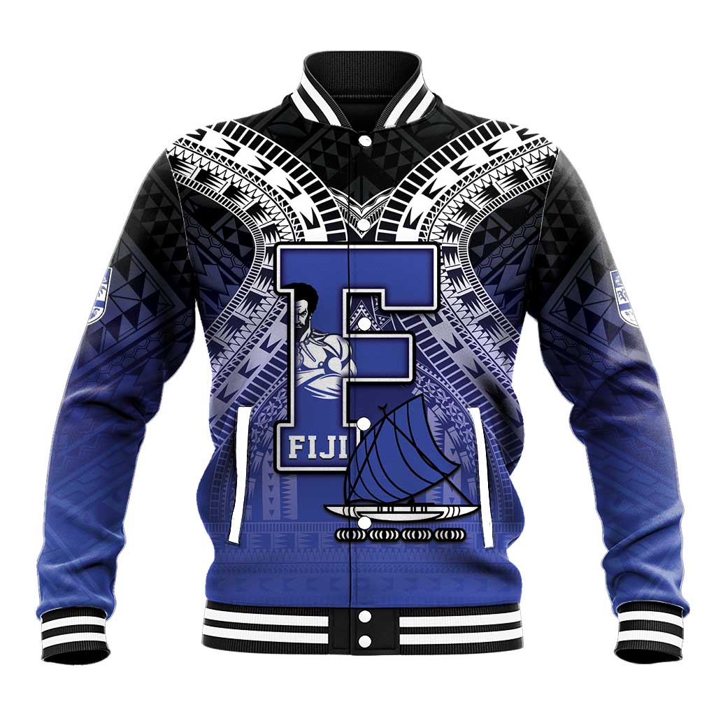 Custom Fiji Drua Baseball Jacket Fijian Tapa Pattern