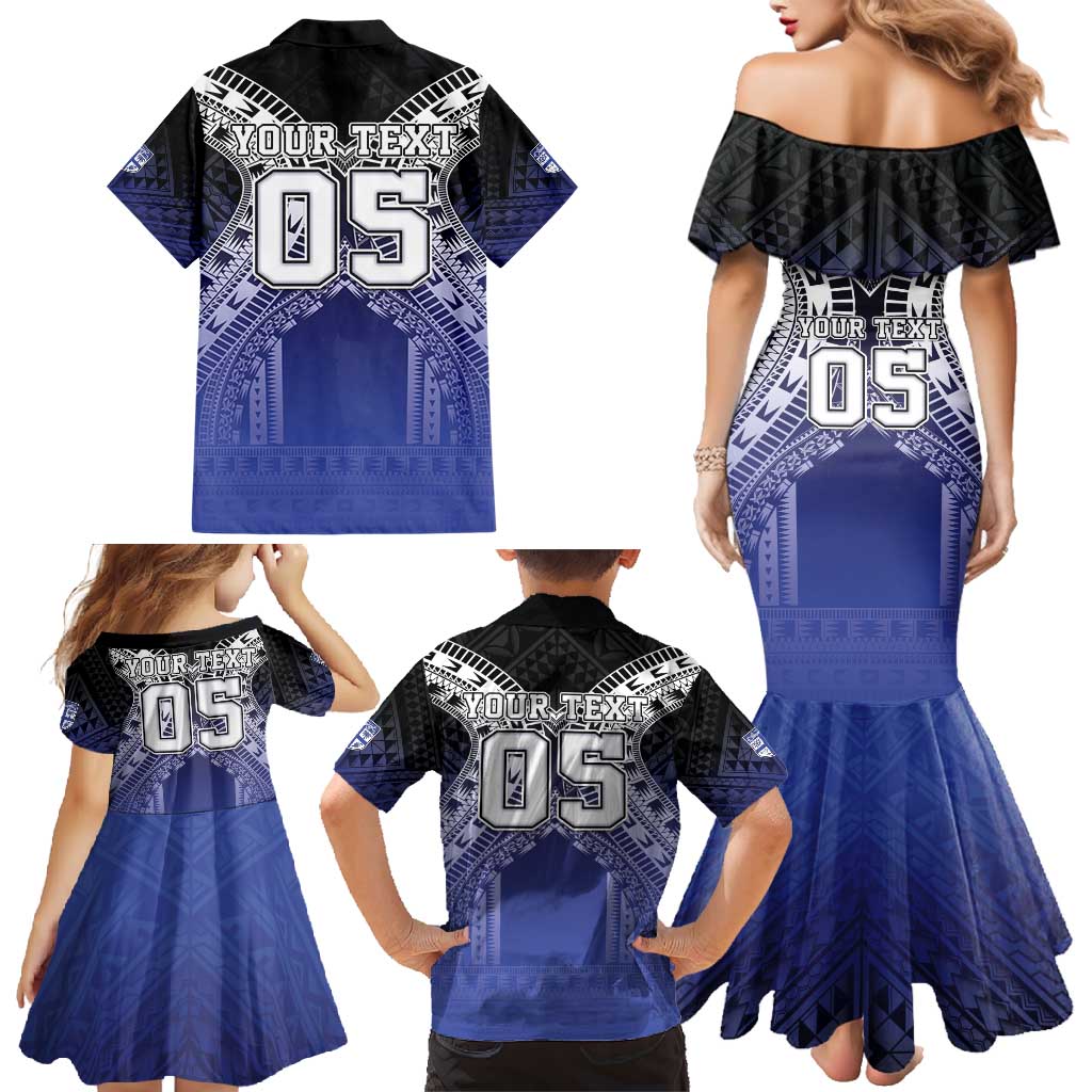 Custom Fiji Drua Family Matching Mermaid Dress and Hawaiian Shirt Fijian Tapa Pattern