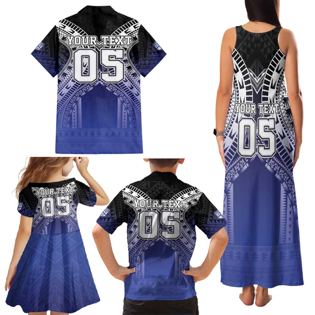 Custom Fiji Drua Family Matching Tank Maxi Dress and Hawaiian Shirt Fijian Tapa Pattern