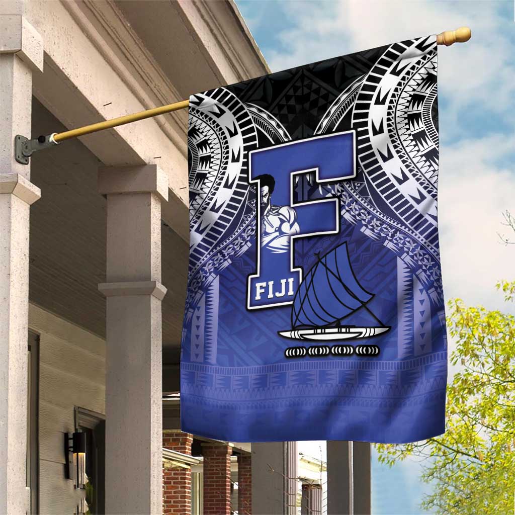 Fiji Drua Garden Flag Fijian Tapa Pattern