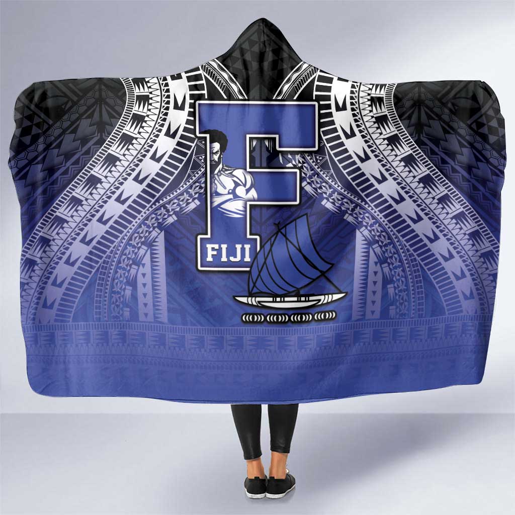 Fiji Drua Hooded Blanket Fijian Tapa Pattern