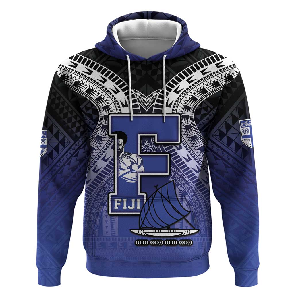 Custom Fiji Drua Hoodie Fijian Tapa Pattern