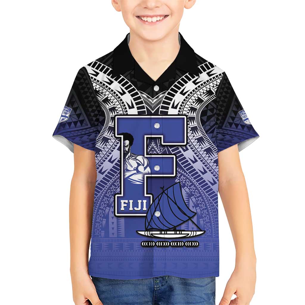 Custom Fiji Drua Kid Hawaiian Shirt Fijian Tapa Pattern