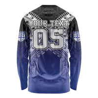 Custom Fiji Drua Long Sleeve Shirt Fijian Tapa Pattern