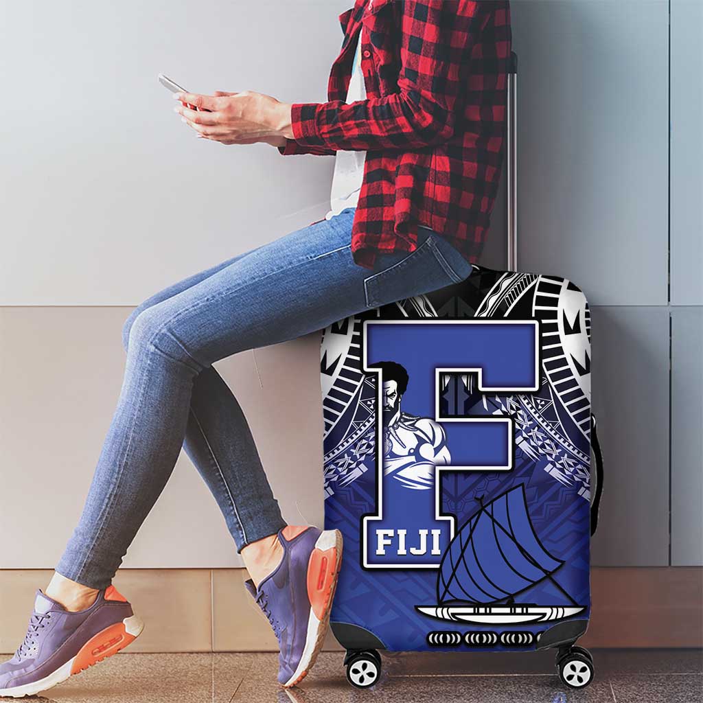 Fiji Drua Luggage Cover Fijian Tapa Pattern