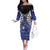 Custom Fiji Drua Off The Shoulder Long Sleeve Dress Fijian Tapa Pattern