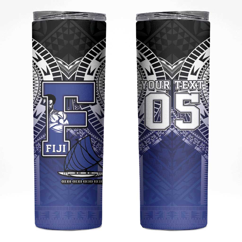 Custom Fiji Drua Skinny Tumbler Fijian Tapa Pattern