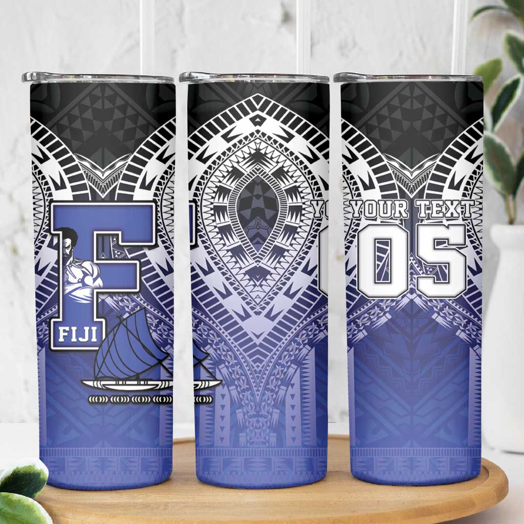 Custom Fiji Drua Skinny Tumbler Fijian Tapa Pattern