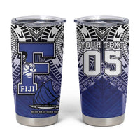 Custom Fiji Drua Tumbler Cup Fijian Tapa Pattern