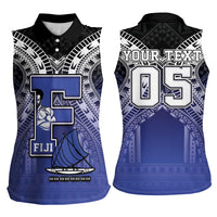 Custom Fiji Drua Women Sleeveless Polo Shirt Fijian Tapa Pattern