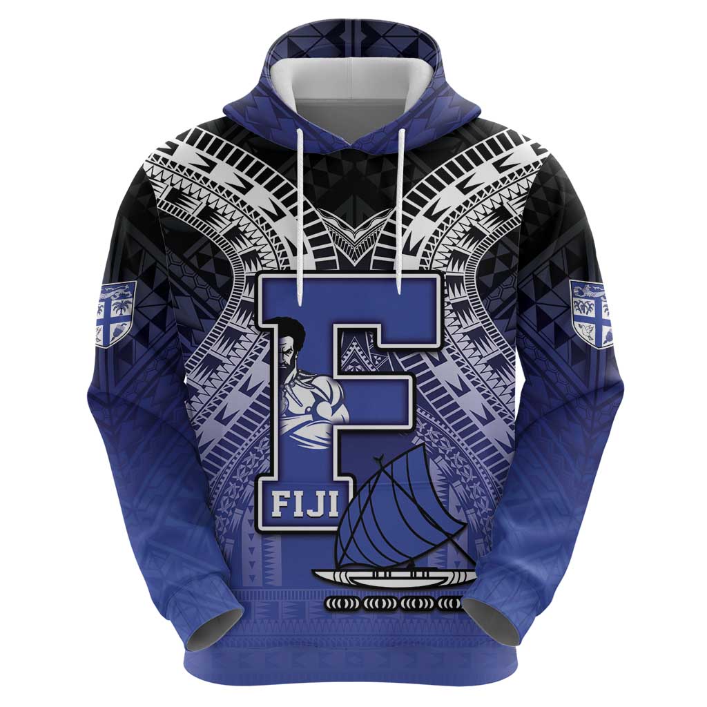 Custom Fiji Drua Zip Hoodie Fijian Tapa Pattern
