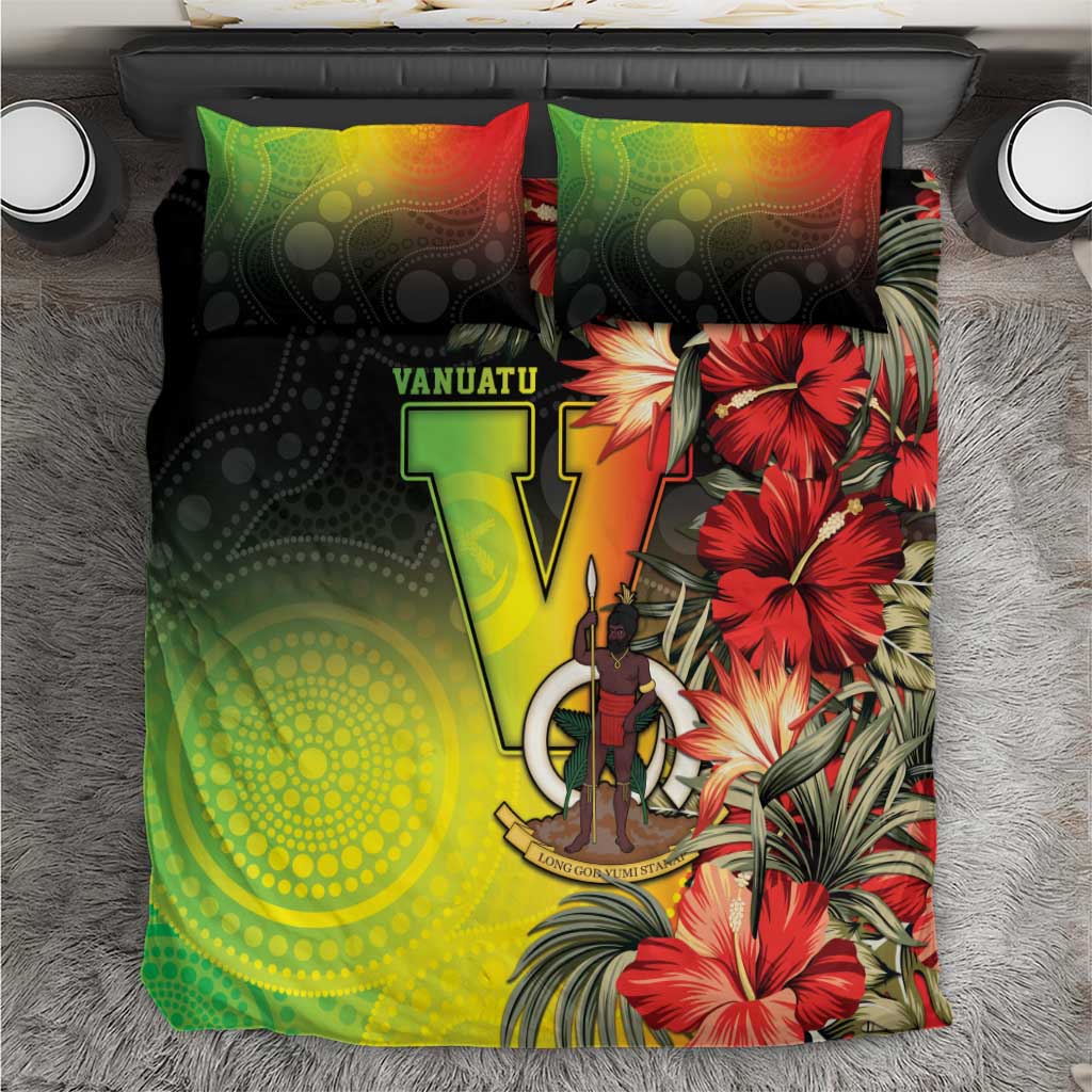 Aboriginal Dot Art Vanuatu Bedding Set Tropical Flowers