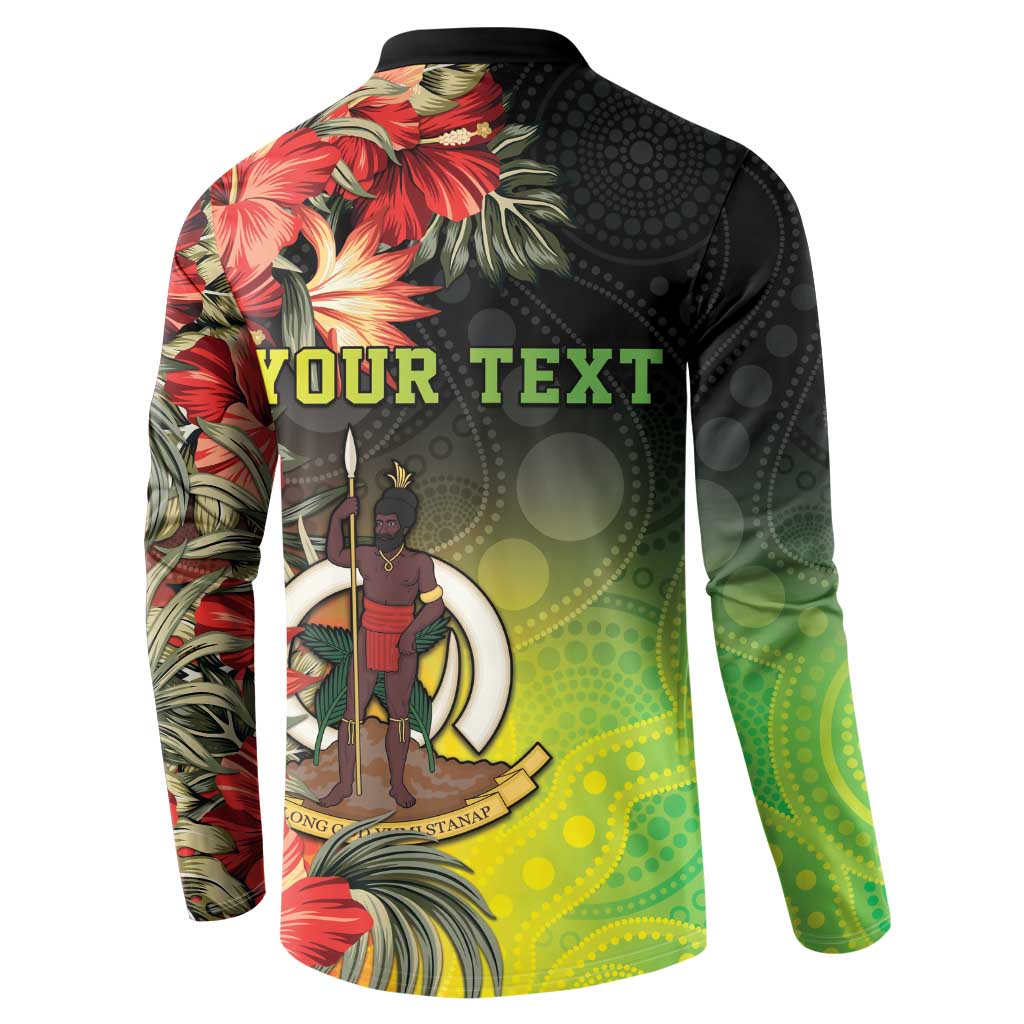 Aboriginal Dot Art Vanuatu Personalised Button Sweatshirt Tropical Flowers