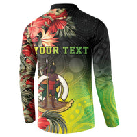 Aboriginal Dot Art Vanuatu Personalised Button Sweatshirt Tropical Flowers