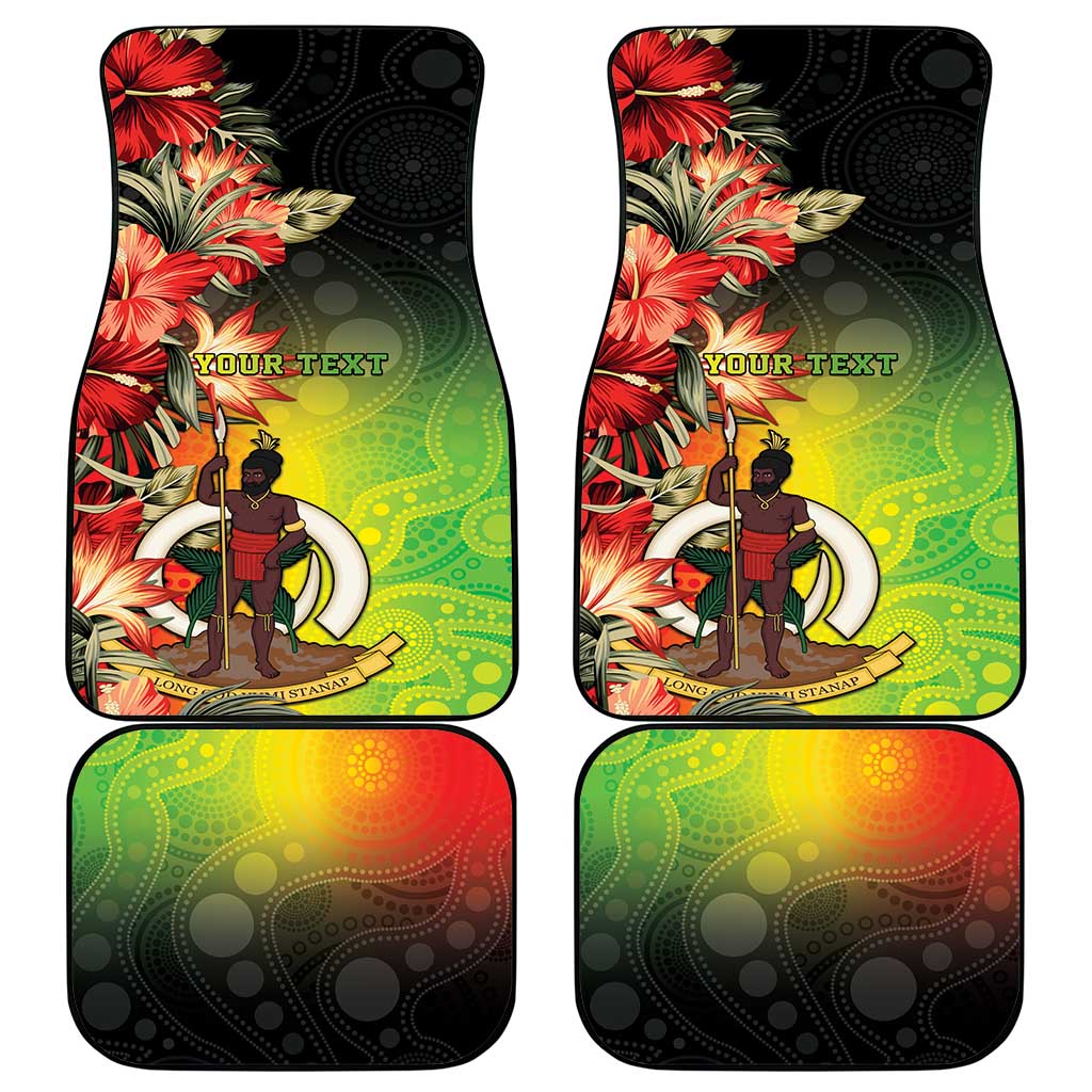 Aboriginal Dot Art Vanuatu Car Mats Tropical Flowers