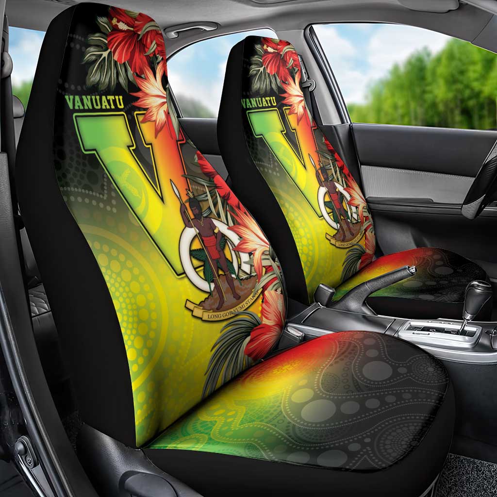 Aboriginal Dot Art Vanuatu Car Seat Cover Tropical Flowers