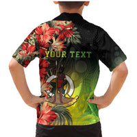 Aboriginal Dot Art Vanuatu Personalised Family Matching Mermaid Dress and Hawaiian Shirt Tropical Flowers