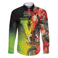 Aboriginal Dot Art Vanuatu Personalised Family Matching Off The Shoulder Long Sleeve Dress and Hawaiian Shirt Tropical Flowers