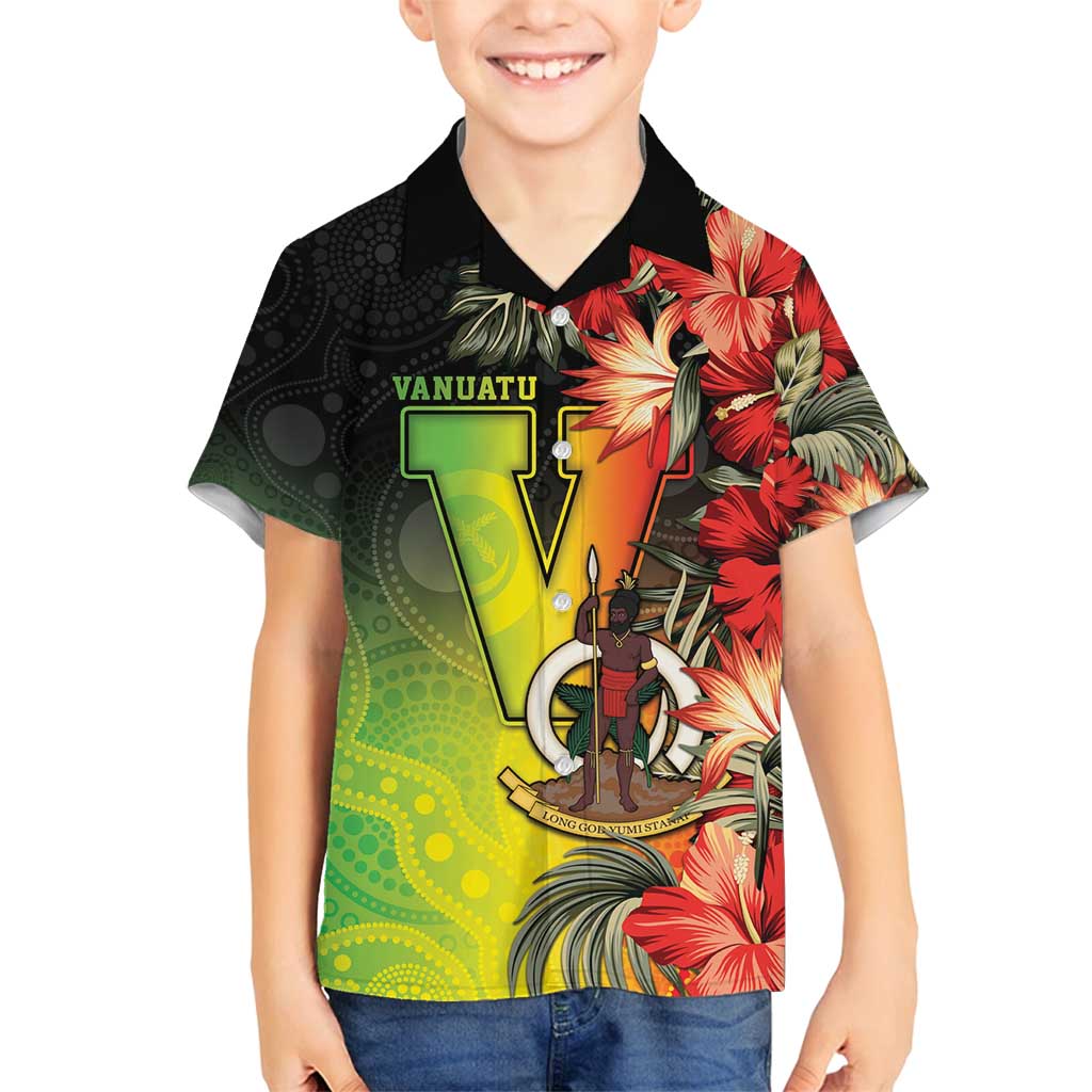 Aboriginal Dot Art Vanuatu Personalised Family Matching Off Shoulder Maxi Dress and Hawaiian Shirt Tropical Flowers