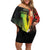 Aboriginal Dot Art Vanuatu Personalised Family Matching Off Shoulder Short Dress and Hawaiian Shirt Tropical Flowers