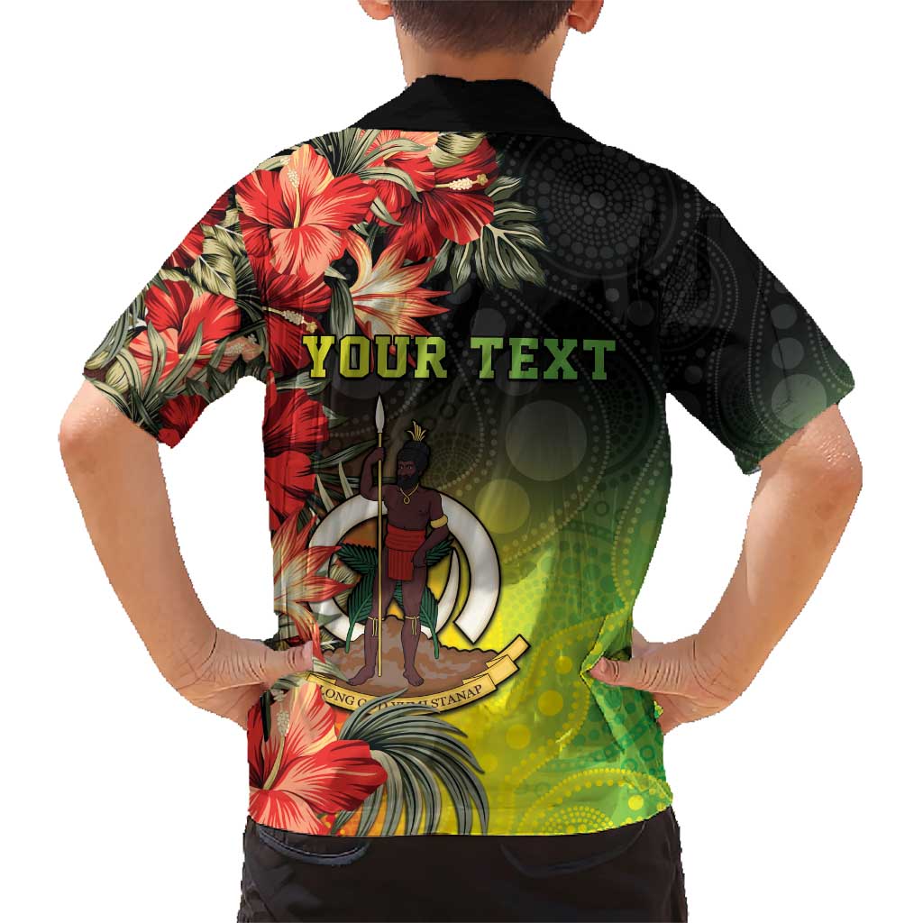 Aboriginal Dot Art Vanuatu Personalised Family Matching Short Sleeve Bodycon Dress and Hawaiian Shirt Tropical Flowers