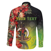 Aboriginal Dot Art Vanuatu Personalised Family Matching Short Sleeve Bodycon Dress and Hawaiian Shirt Tropical Flowers