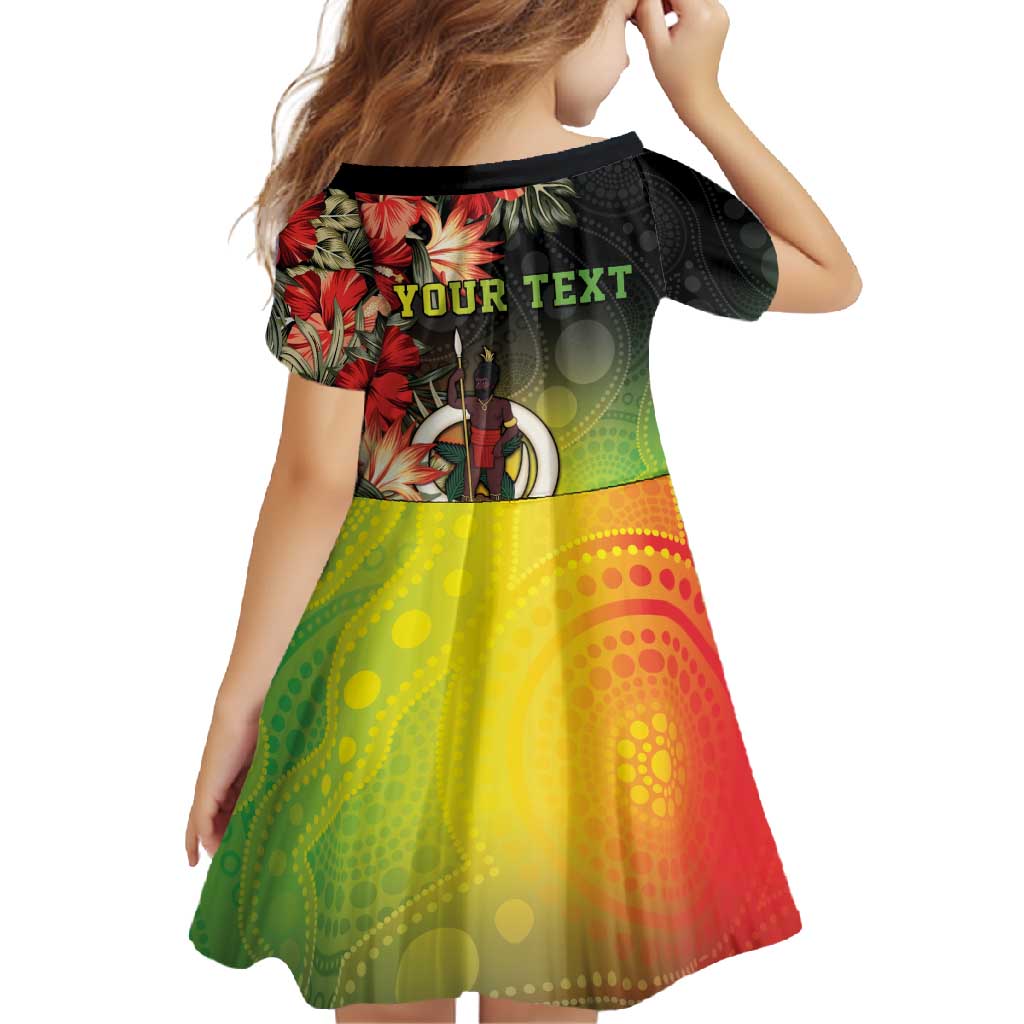 Aboriginal Dot Art Vanuatu Personalised Family Matching Tank Maxi Dress and Hawaiian Shirt Tropical Flowers