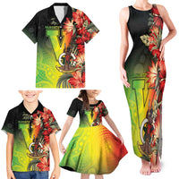 Aboriginal Dot Art Vanuatu Personalised Family Matching Tank Maxi Dress and Hawaiian Shirt Tropical Flowers