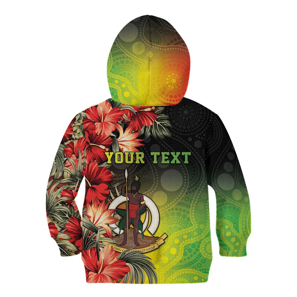 Aboriginal Dot Art Vanuatu Personalised Kid Hoodie Tropical Flowers
