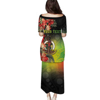 Aboriginal Dot Art Vanuatu Personalised Puletasi Tropical Flowers