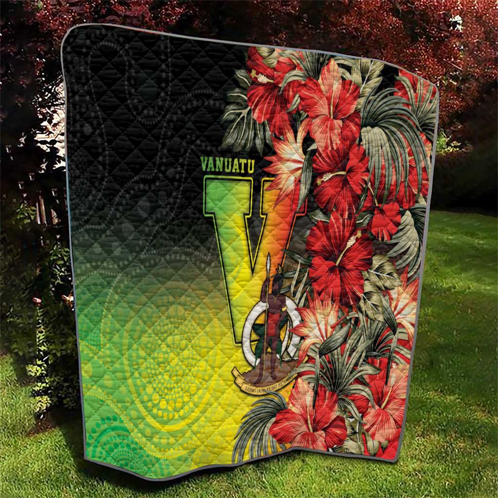 Aboriginal Dot Art Vanuatu Quilt Tropical Flowers