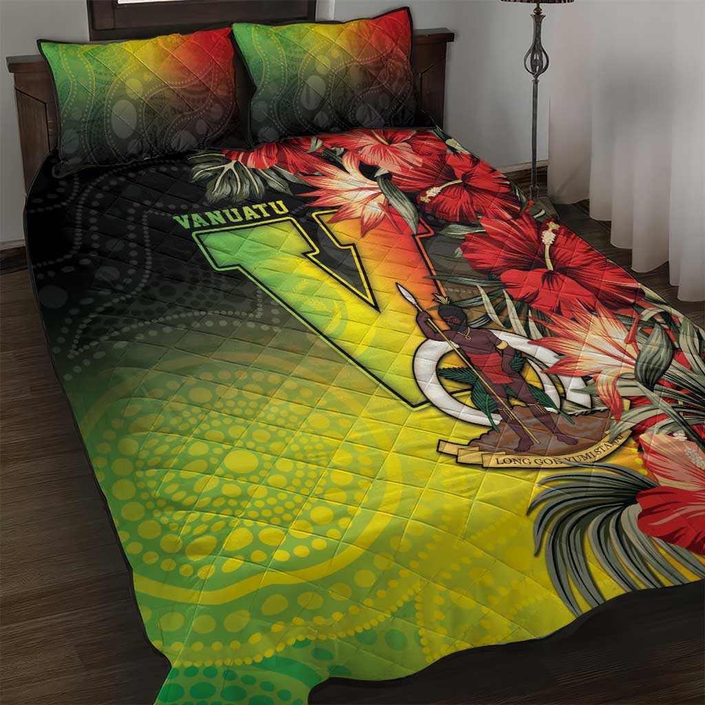 Aboriginal Dot Art Vanuatu Quilt Bed Set Tropical Flowers