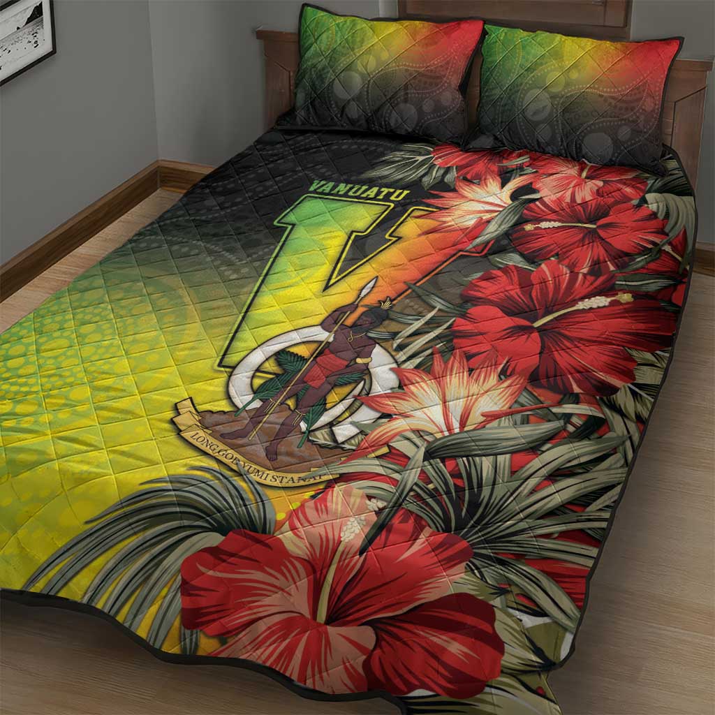 Aboriginal Dot Art Vanuatu Quilt Bed Set Tropical Flowers