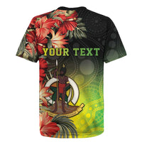 Aboriginal Dot Art Vanuatu Personalised Rugby Jersey Tropical Flowers