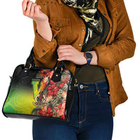 Aboriginal Dot Art Vanuatu Shoulder Handbag Tropical Flowers