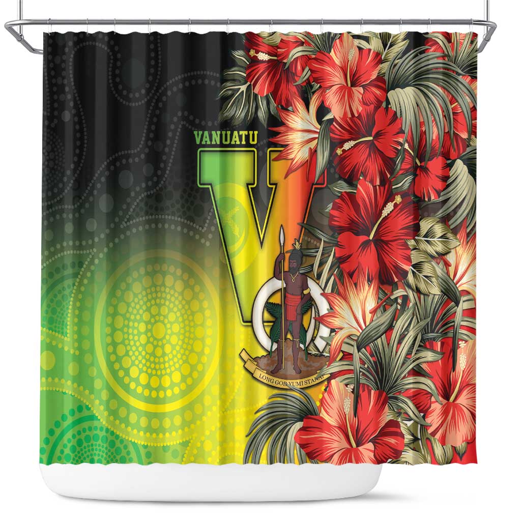 Aboriginal Dot Art Vanuatu Shower Curtain Tropical Flowers