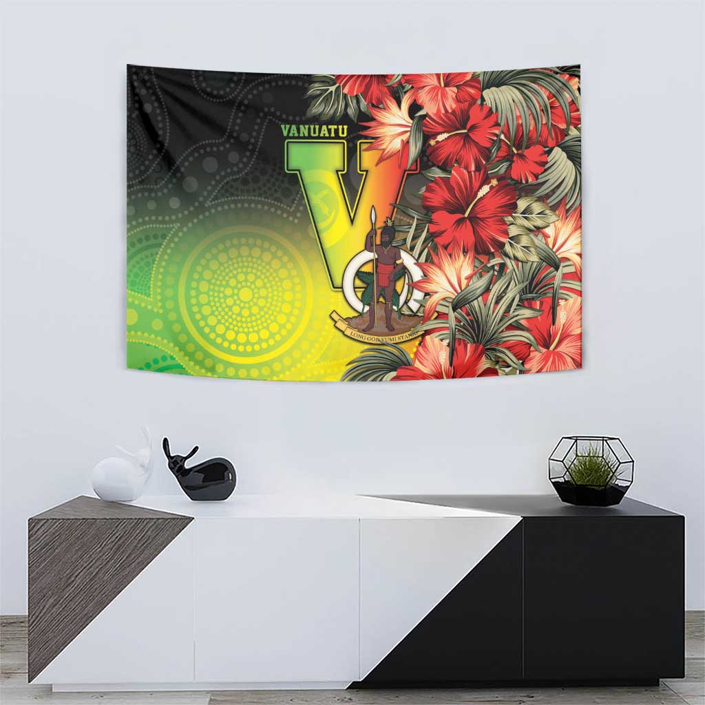 Aboriginal Dot Art Vanuatu Tapestry Tropical Flowers