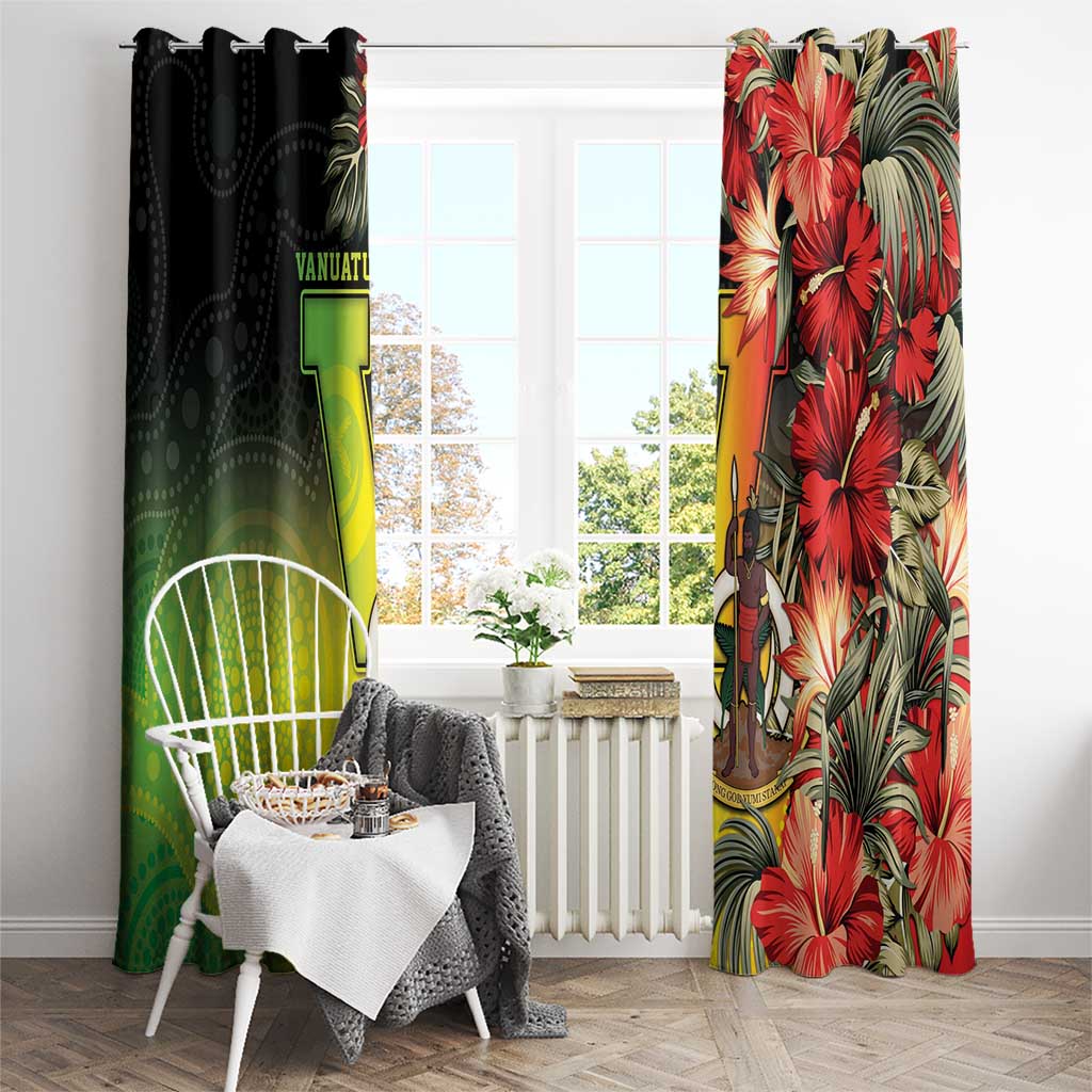 Aboriginal Dot Art Vanuatu Window Curtain Tropical Flowers