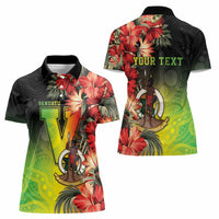 Aboriginal Dot Art Vanuatu Personalised Women Polo Shirt Tropical Flowers