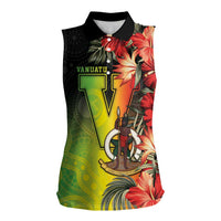 Aboriginal Dot Art Vanuatu Personalised Women Sleeveless Polo Shirt Tropical Flowers