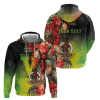 Aboriginal Dot Art Vanuatu Personalised Zip Hoodie Tropical Flowers