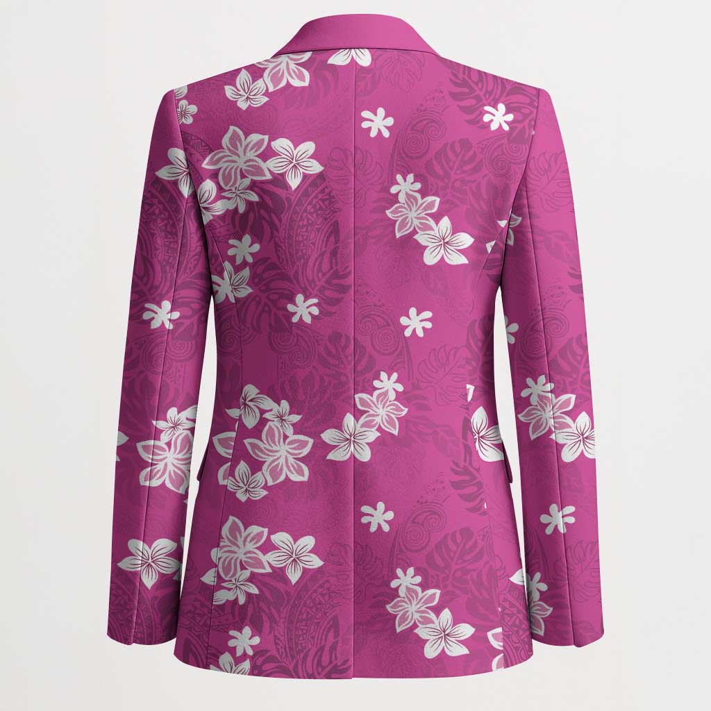Hawaii Monstera Deliciosa Blazer Pink Plumeria Polynesian Pattern - Polynesian Pride