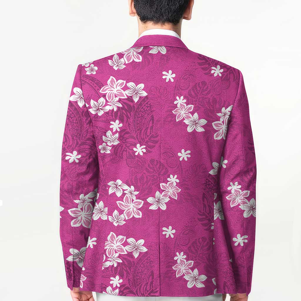 Hawaii Monstera Deliciosa Blazer Pink Plumeria Polynesian Pattern - Polynesian Pride